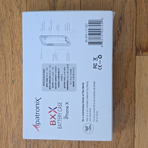 NIB Alpatronix BX/X Battery Charging Case For  iPhone X With Wireless Charging - Picture 2 of 6